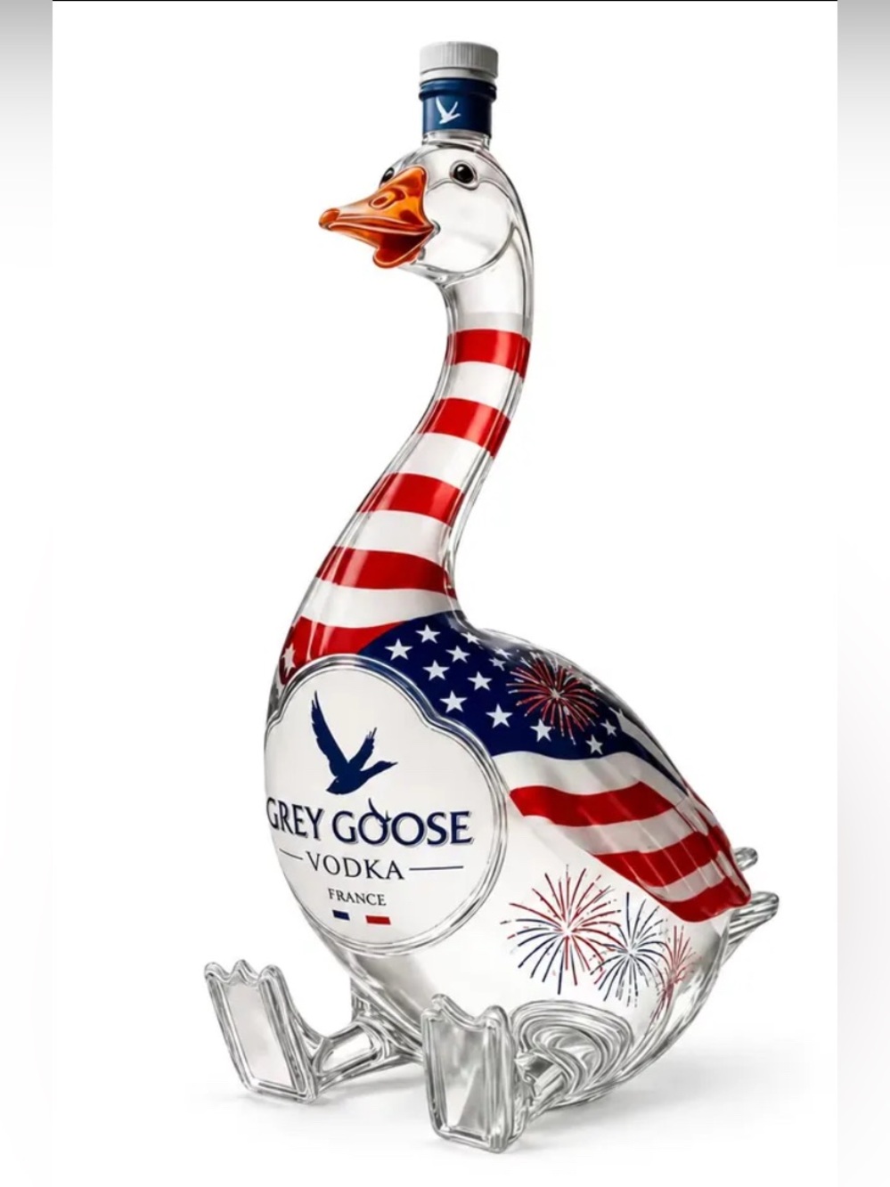 NIB-Grey Goose  collectors 250 anniversary Patriotic Glass Goose Bottle